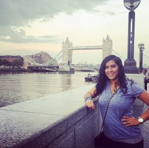 Rima poses alongside the London Bridge during her semester abroad. 